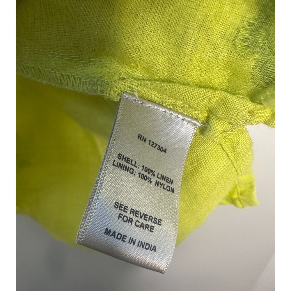 John Mark 100% Linen Embroidered Crochet Lace Blouse Womens Lime Green Medium - Picture 8 of 12